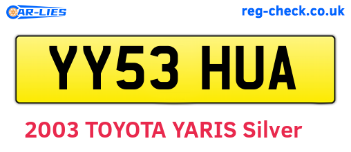 YY53HUA are the vehicle registration plates.