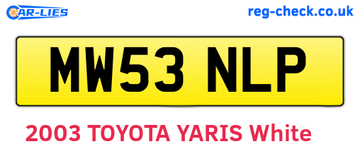 MW53NLP are the vehicle registration plates.