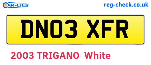 DN03XFR are the vehicle registration plates.
