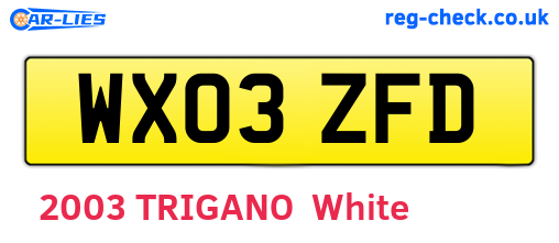 WX03ZFD are the vehicle registration plates.