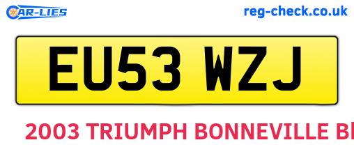 EU53WZJ are the vehicle registration plates.