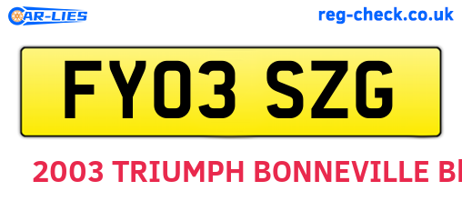 FY03SZG are the vehicle registration plates.