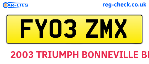 FY03ZMX are the vehicle registration plates.