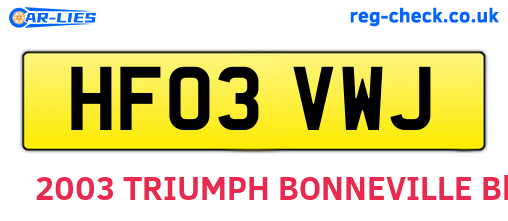 HF03VWJ are the vehicle registration plates.