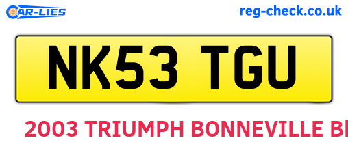 NK53TGU are the vehicle registration plates.