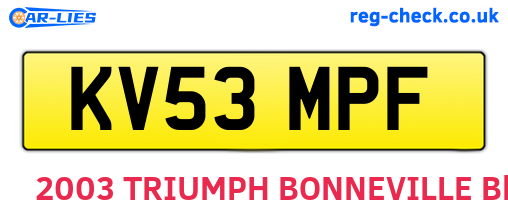KV53MPF are the vehicle registration plates.