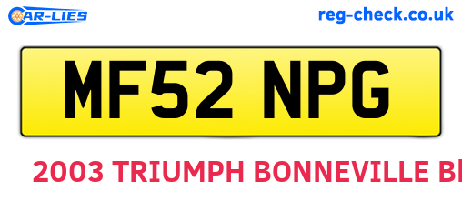 MF52NPG are the vehicle registration plates.