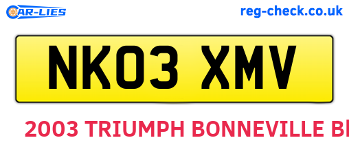 NK03XMV are the vehicle registration plates.
