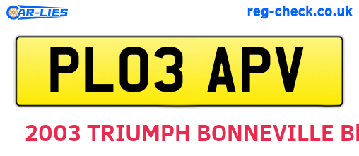 PL03APV are the vehicle registration plates.