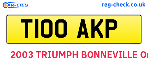 T100AKP are the vehicle registration plates.
