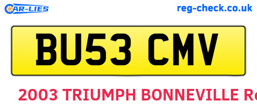 BU53CMV are the vehicle registration plates.