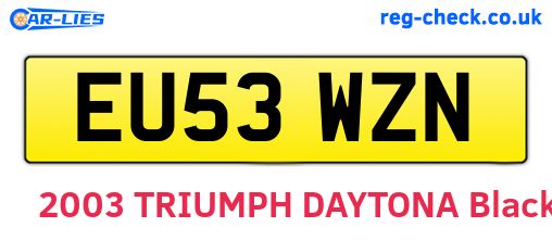 EU53WZN are the vehicle registration plates.
