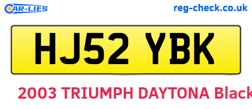 HJ52YBK are the vehicle registration plates.
