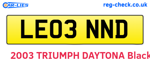 LE03NND are the vehicle registration plates.