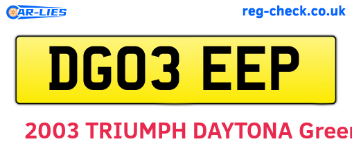 DG03EEP are the vehicle registration plates.