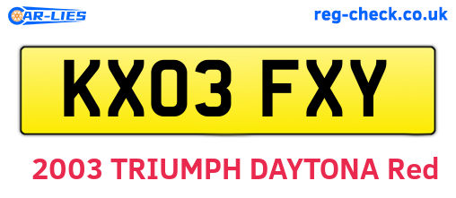 KX03FXY are the vehicle registration plates.