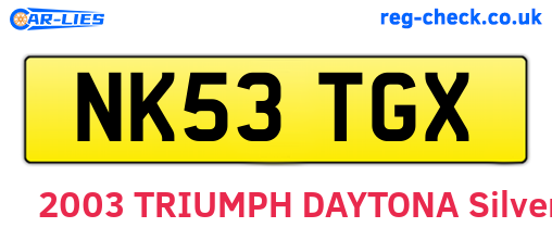 NK53TGX are the vehicle registration plates.