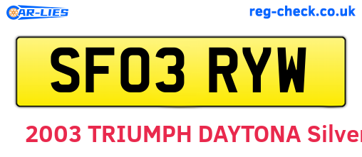 SF03RYW are the vehicle registration plates.