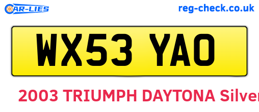 WX53YAO are the vehicle registration plates.