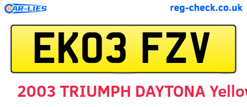 EK03FZV are the vehicle registration plates.