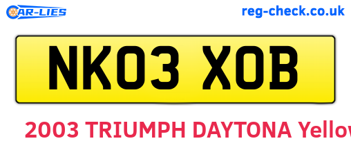 NK03XOB are the vehicle registration plates.