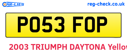 PO53FOP are the vehicle registration plates.