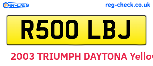 R500LBJ are the vehicle registration plates.