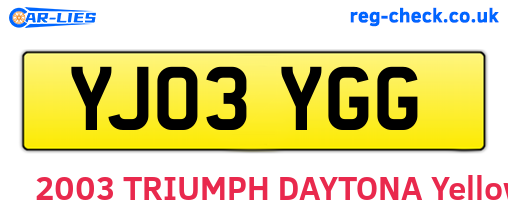 YJ03YGG are the vehicle registration plates.
