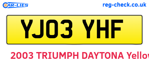 YJ03YHF are the vehicle registration plates.