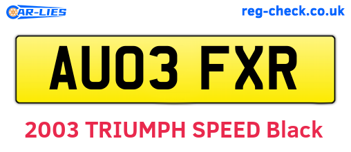 AU03FXR are the vehicle registration plates.