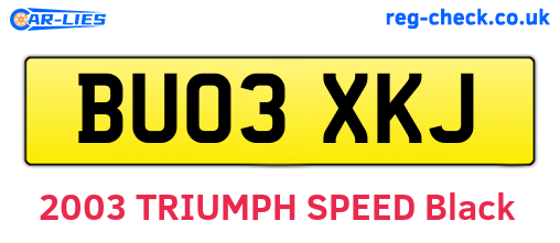BU03XKJ are the vehicle registration plates.