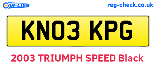 KN03KPG are the vehicle registration plates.