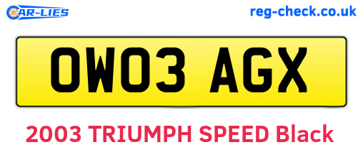 OW03AGX are the vehicle registration plates.
