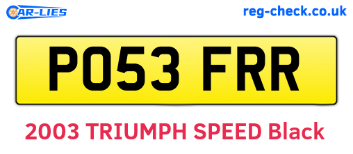 PO53FRR are the vehicle registration plates.