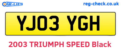 YJ03YGH are the vehicle registration plates.
