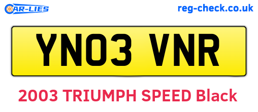 YN03VNR are the vehicle registration plates.
