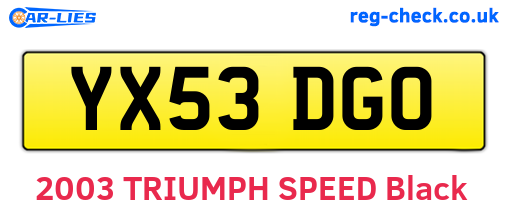 YX53DGO are the vehicle registration plates.