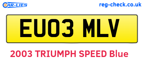 EU03MLV are the vehicle registration plates.