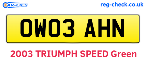 OW03AHN are the vehicle registration plates.