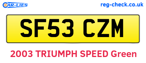 SF53CZM are the vehicle registration plates.