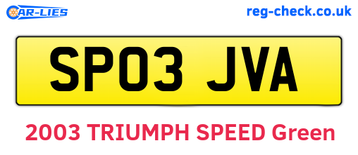 SP03JVA are the vehicle registration plates.