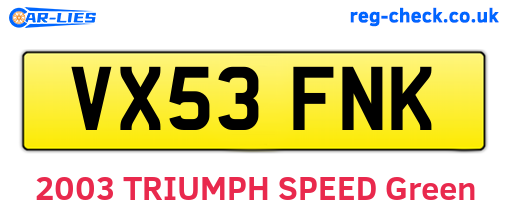VX53FNK are the vehicle registration plates.