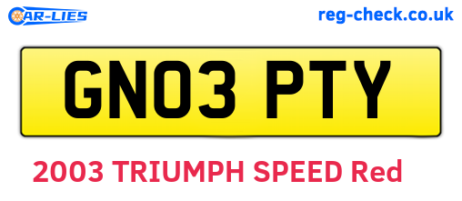 GN03PTY are the vehicle registration plates.