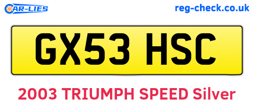 GX53HSC are the vehicle registration plates.