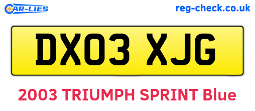 DX03XJG are the vehicle registration plates.