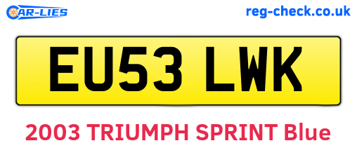 EU53LWK are the vehicle registration plates.