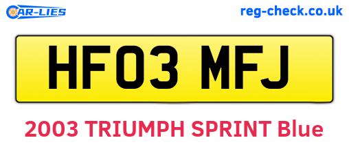 HF03MFJ are the vehicle registration plates.