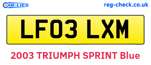 LF03LXM are the vehicle registration plates.