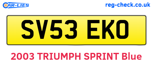 SV53EKO are the vehicle registration plates.