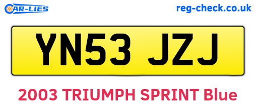 YN53JZJ are the vehicle registration plates.